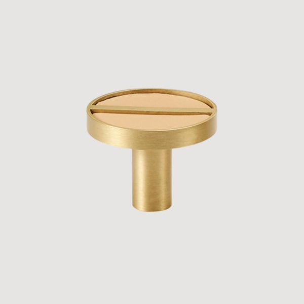 Knop 1076 | Messing + Læder | Beige
