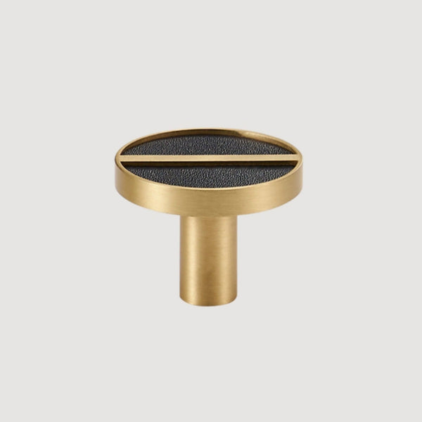 Knob 1076 | Brass + Leather | Black